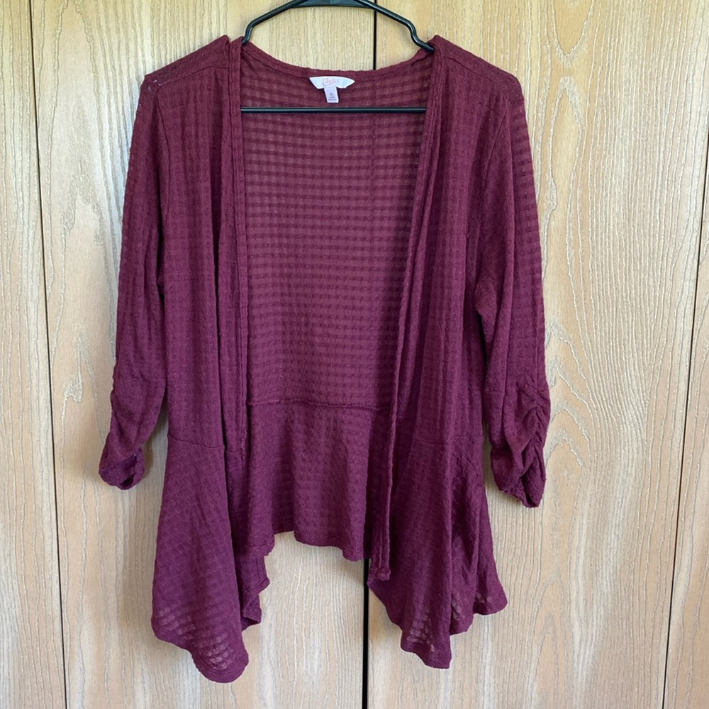 Red cardigan